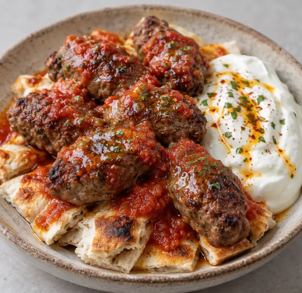 Yoğurt Ve Sos Eşliğinde Kebap Köfte